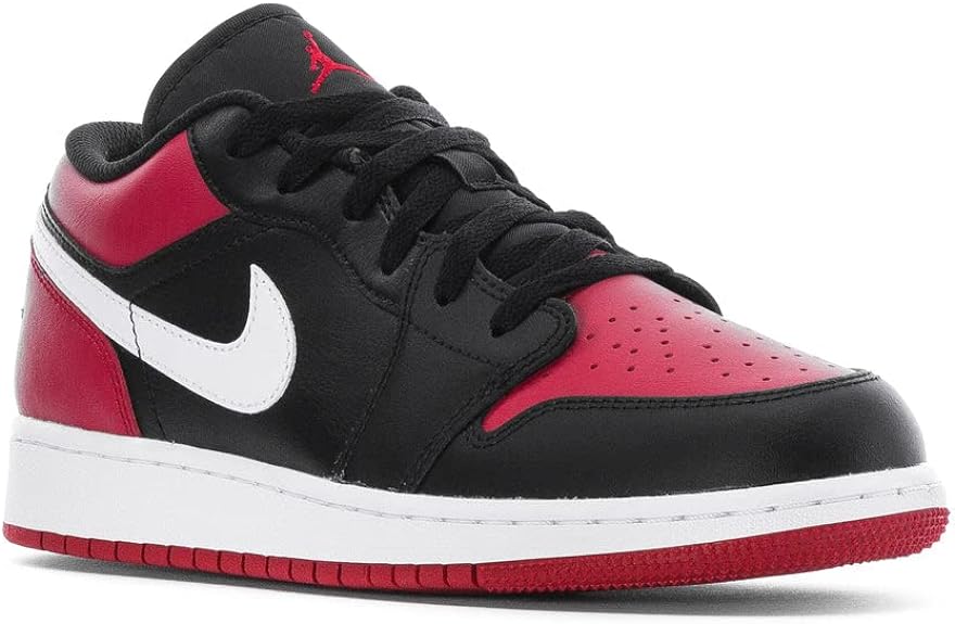 Big Kid's Jordan 1 Low Black/Gym Red-White (553560 066)