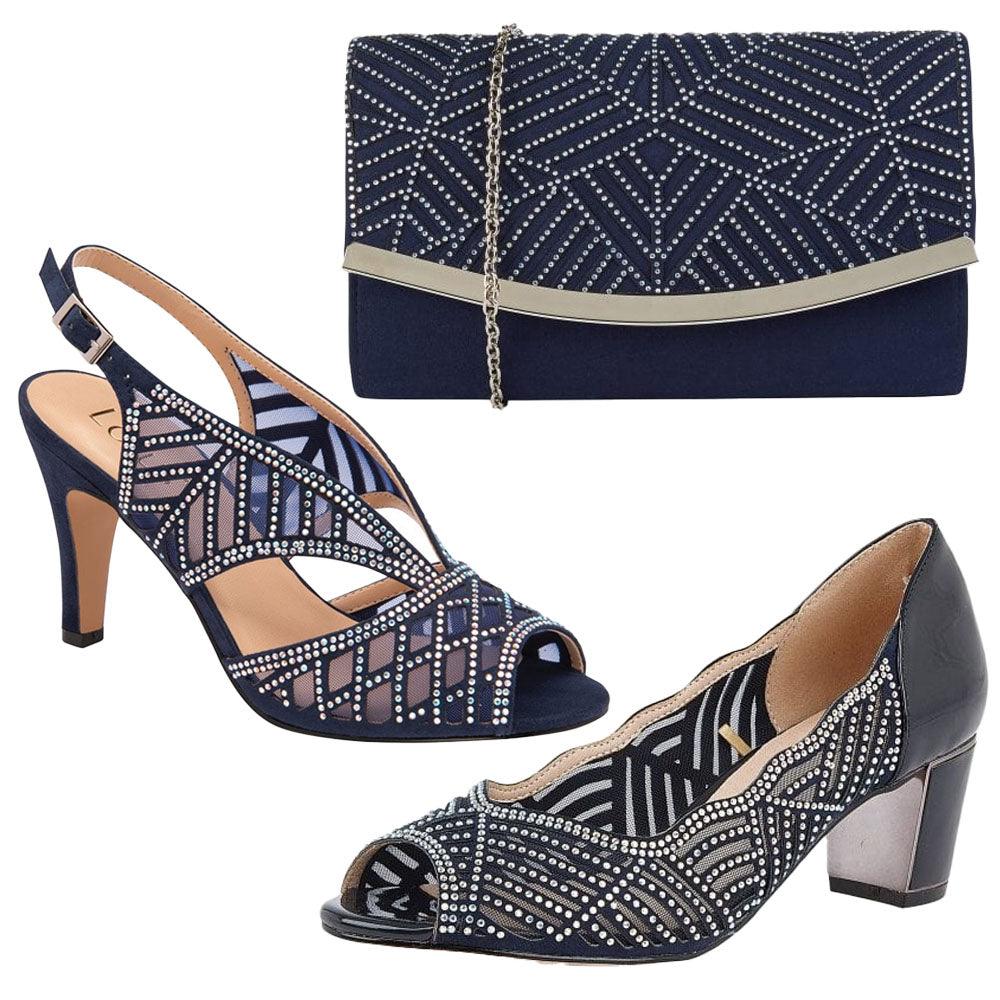 Lotus Womens Shoe Immy Navy/Diamante