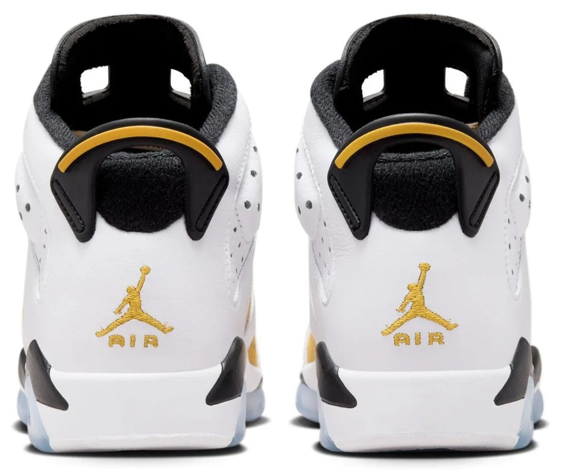 Big Kid's Jordan 6 Retro White/Yellow Ochre-Black (384665 170)