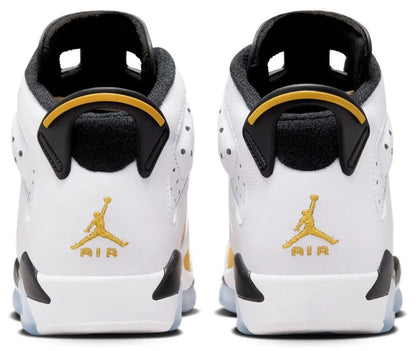 Big Kid's Jordan 6 Retro White/Yellow Ochre-Black (384665 170)