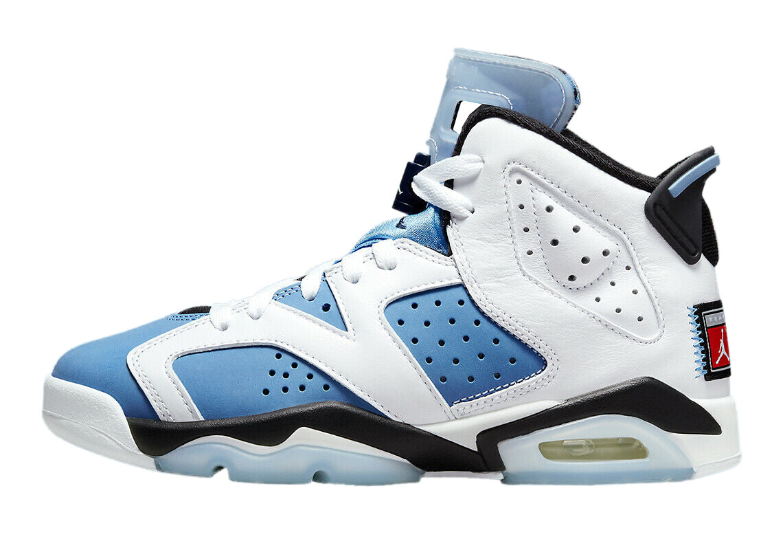 Big Kid's Jordan 6 Retro "UNC" University Blue/White-Black (384665 410)