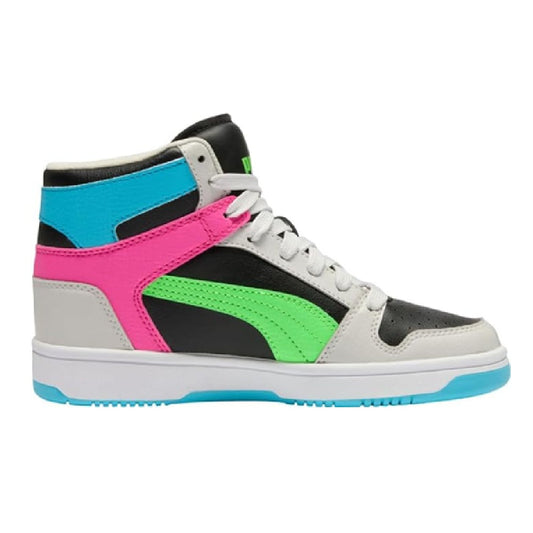 Big Kid's Puma Rebound Layup RCL JR Pblack-Fgreenpes-Feathergray (403061 01)