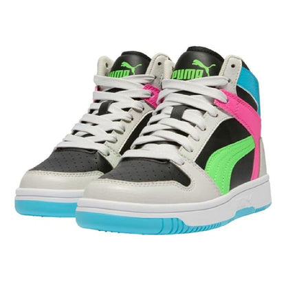 Big Kid's Puma Rebound Layup RCL JR Pblack-Fgreenpes-Feathergray (403061 01)