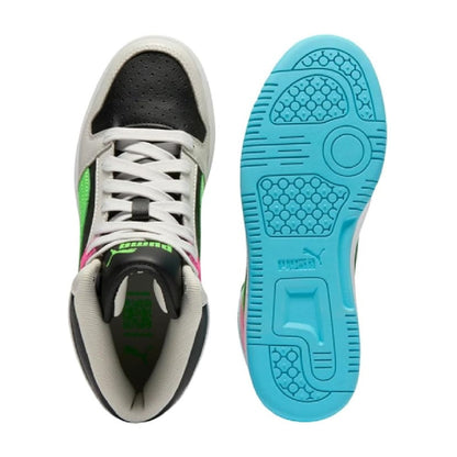 Big Kid's Puma Rebound Layup RCL JR Pblack-Fgreenpes-Feathergray (403061 01)
