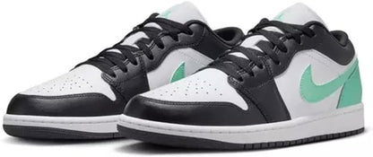Men's Jordan 1 Low White/black-green Glow (553558 131) Sneakers - Premium Brand Shoes for Men and Women