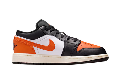 Big Kid's Jordan 1 Low Black/Starfish-White-Sail (553560 081)