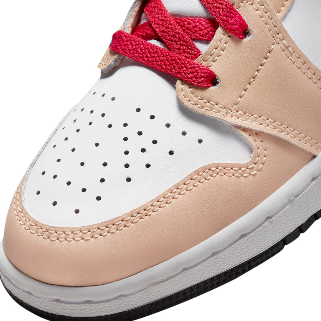 Big Kid's Jordan 1 Mid White Onyx/Light Curry-White (554725 201)