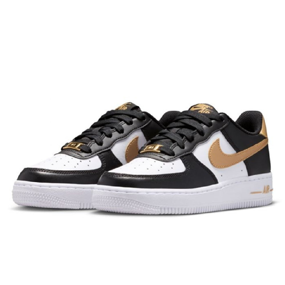 Big Kid's Nike Air Force 1 Black/Metallic Gold-Black (CT3839 009)