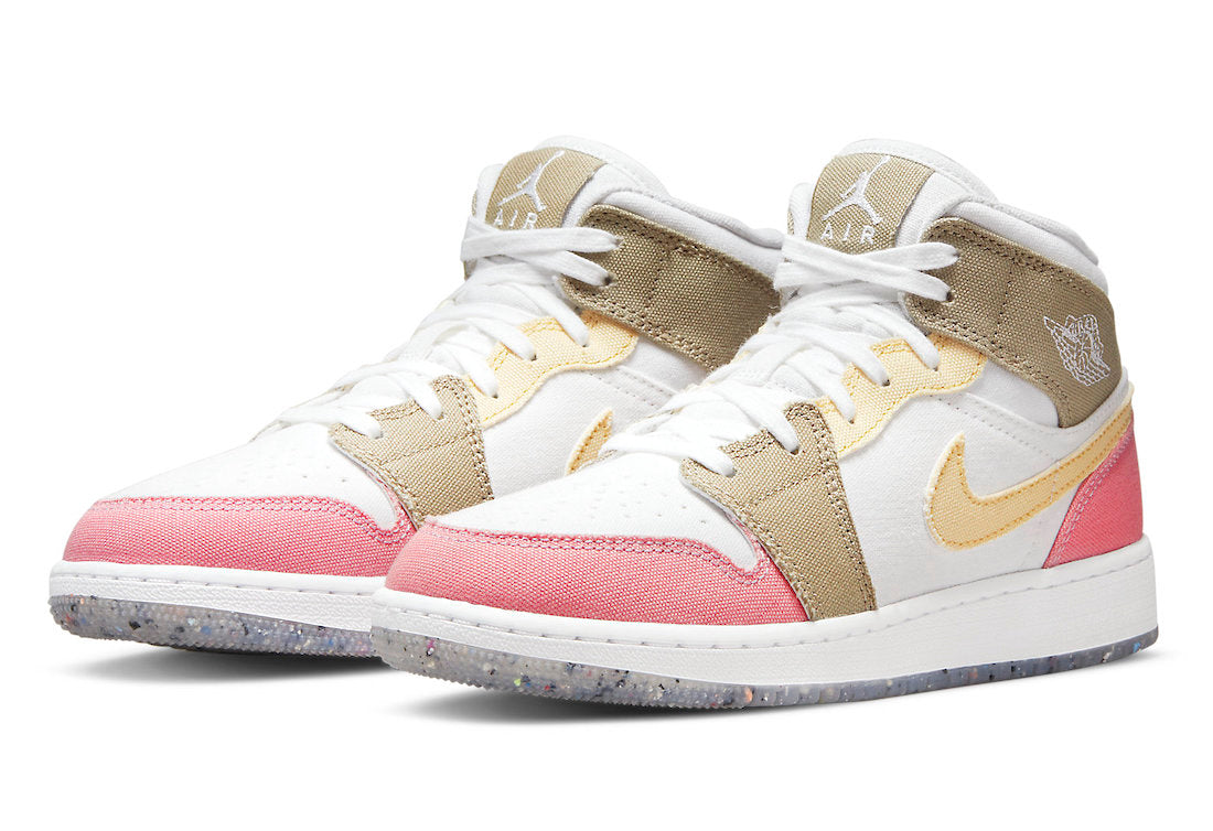 Big Kid's Jordan 1 Mid SE White/Vivid Green (DJ0338 100)