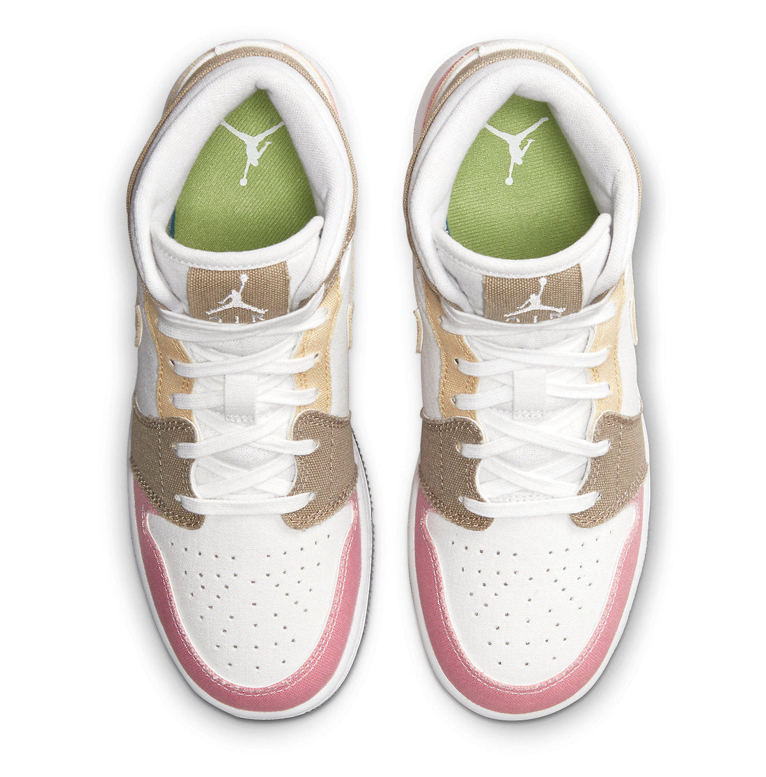 Big Kid's Jordan 1 Mid SE White/Vivid Green (DJ0338 100)