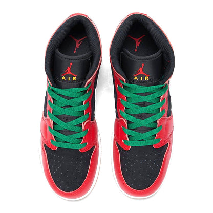 Big Kid's Jordan 1 Mid SE Black/Fire Red-White-Malachite (DQ8418 006)