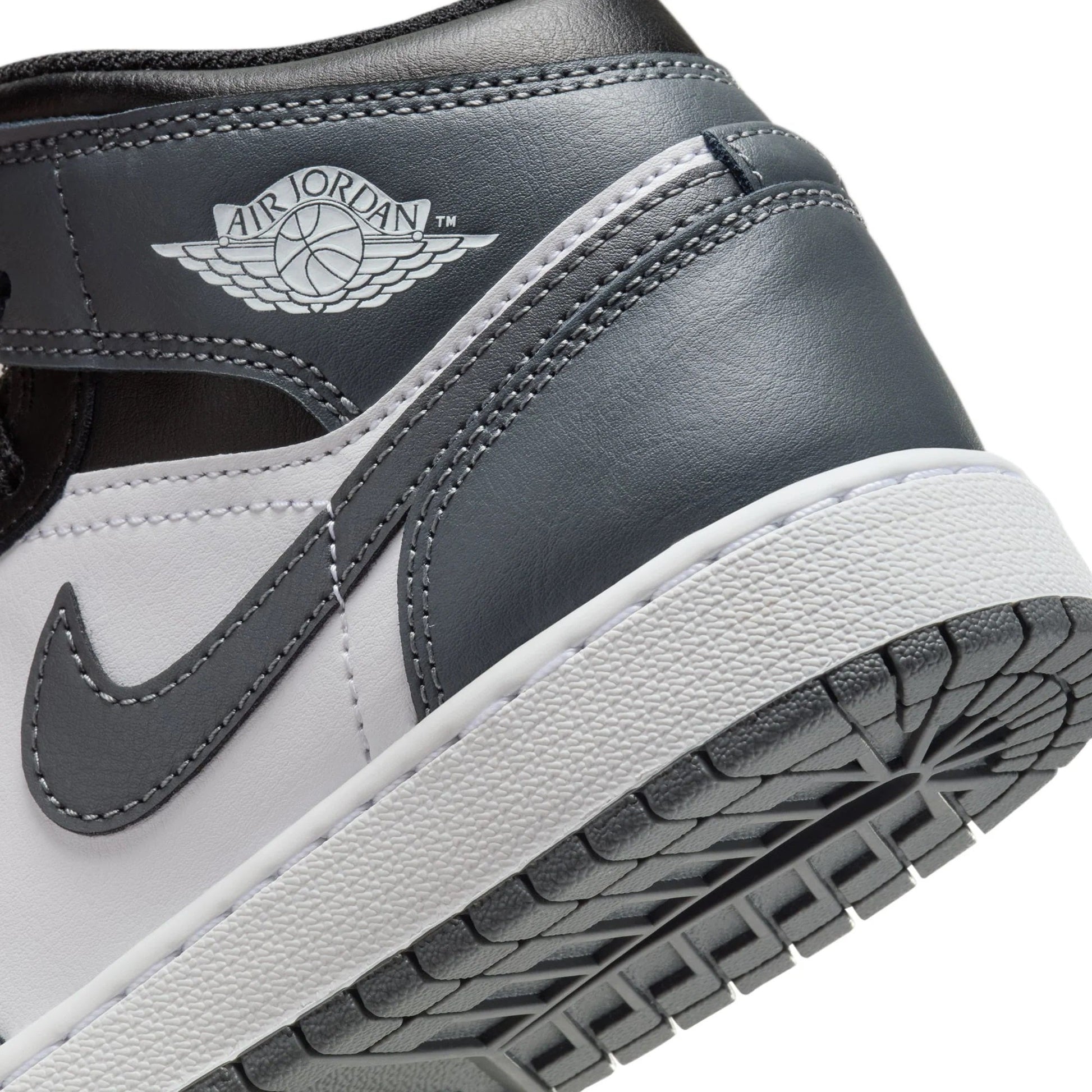 Big Kid's Jordan 1 MID Black/Iron Grey-White (DQ8423 001)