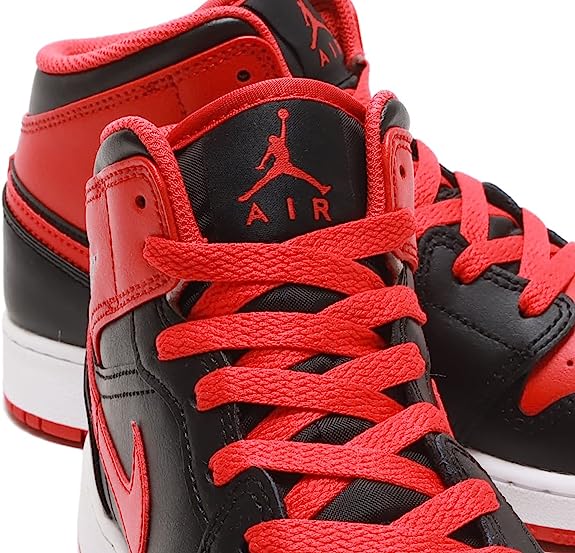 Big Kid's Jordan 1 Mid "Alternate Bred" Blck/Fire Red-White (DQ8423 060)