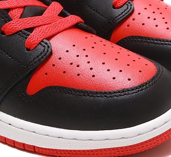 Big Kid's Jordan 1 Mid "Alternate Bred" Blck/Fire Red-White (DQ8423 060)