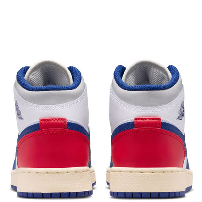 Big Kid's Jordan 1 Mid White/Deep Royal Blue (DQ8423 102)
