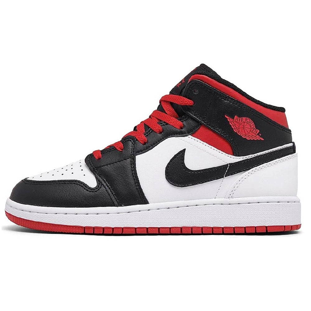 Big Kid's Jordan 1 Mid "Gym Red Black Toe" White/Gym Red-Black (DQ8423 106)