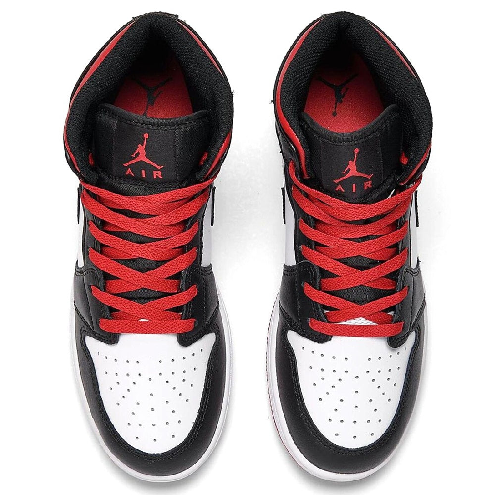 Big Kid's Jordan 1 Mid "Gym Red Black Toe" White/Gym Red-Black (DQ8423 106)