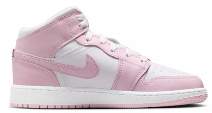 Big Kid's Jordan 1 Mid Pink Foam/White-Fire Red (DQ8423 608)