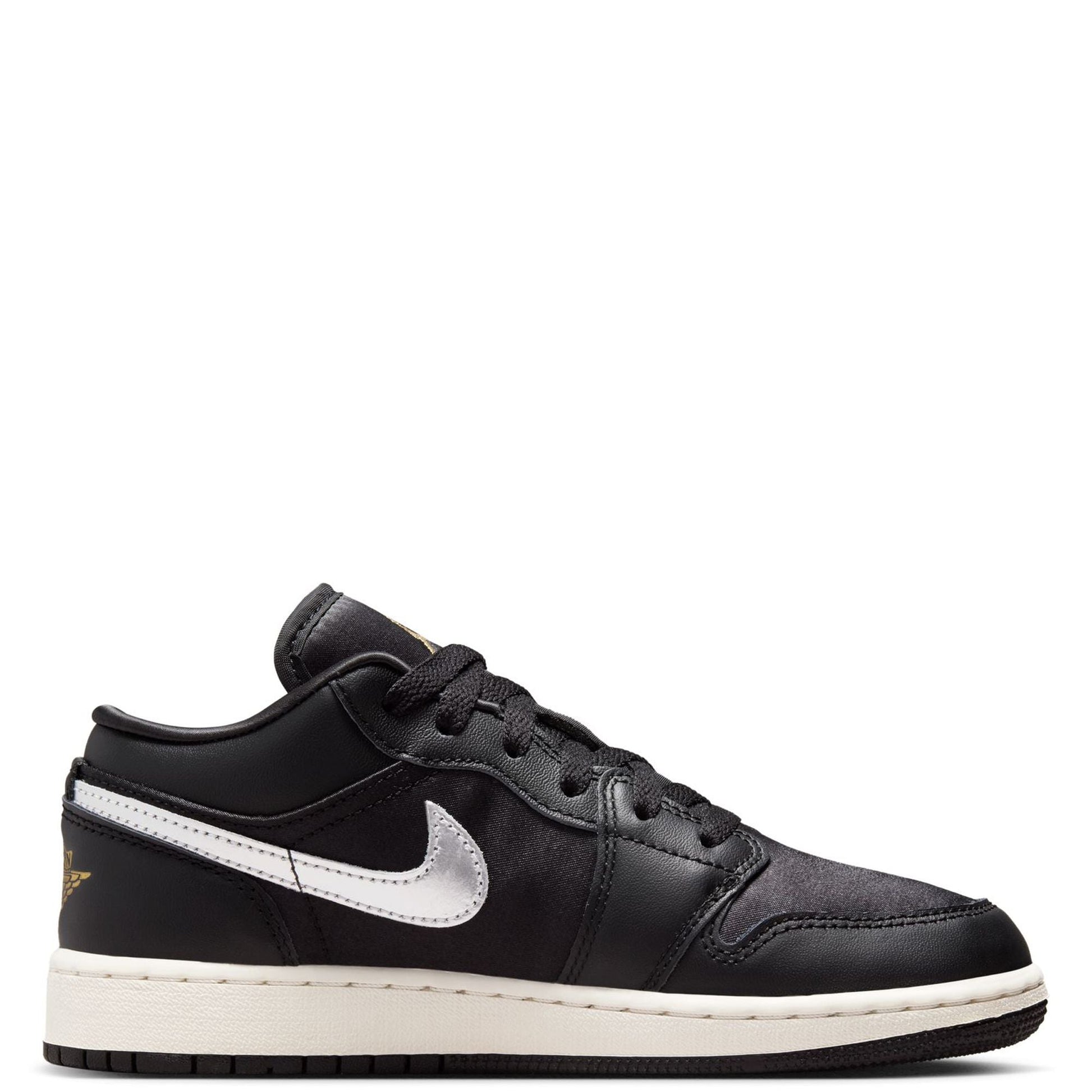 Big Kid's Jordan 1 Low SE Black/Metallic Silver-Sail (FZ3921 001)