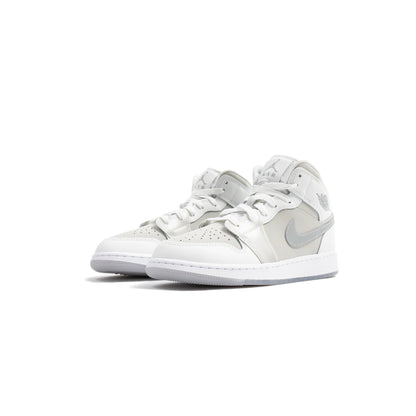 Big Kid's Jordan 1 Mid SE Summit White/Metallic Silver (HQ3600 121)