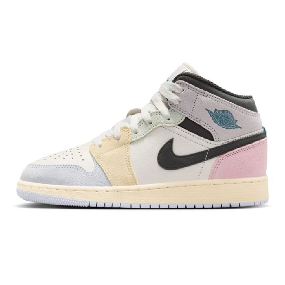 Big Kid's Jordan 1 Mid SE Sail/Ice Jade-Anthracite (IB7053 100)