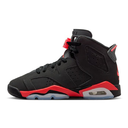 Big Kid's Jordan 6 Retro "Infrared Salesman" Black/Lt Crimson (IQ1275 001)